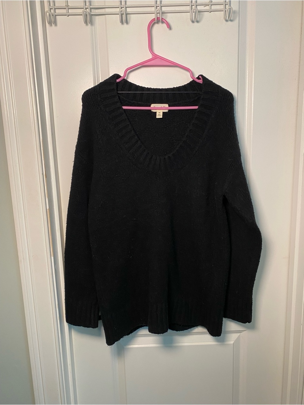 Open Edit Black Exaggerated Crew Neck Women's Sweater